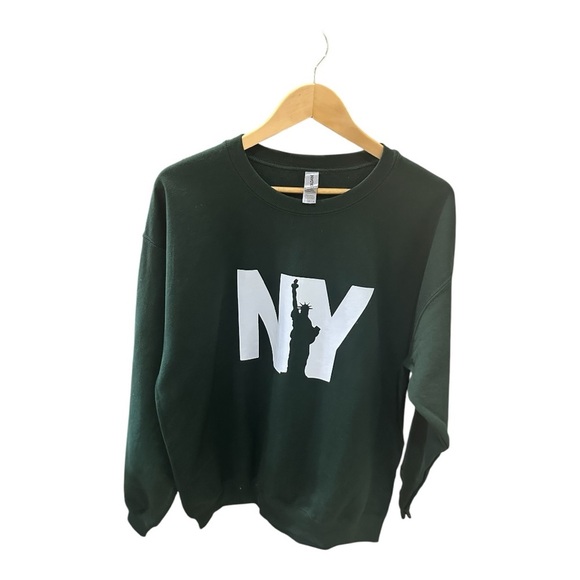 Gildan NY Graphic Sweatshirt - Forest Green, Size Large - Picture 1 of 7